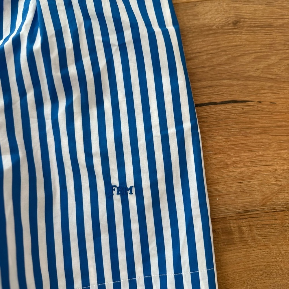 FRAME Organic Cotton Striped Boxer Shorts NWT | Blue | Size XS Smocked Waistband - Picture 7 of 8